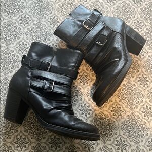 Naturalizer Black Heeled Boots with Buckle Details